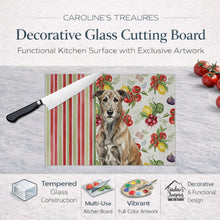 Load image into Gallery viewer, Brindle Irish Wolfhound Vegetables Glass Cutting Board