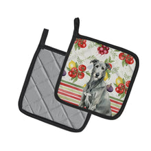 Load image into Gallery viewer, Gray Irish Wolfhound Vegetables Pair of Pot Holders