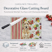 Load image into Gallery viewer, Wheaten Irish Wolfhound Vegetables Glass Cutting Board