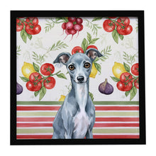 Load image into Gallery viewer, Blue Italian Greyhound Vegetables Framed Metal Print