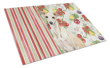 Load image into Gallery viewer, Cream Italian Greyhound Vegetables Glass Cutting Board
