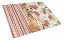 Load image into Gallery viewer, Red Italian Greyhound Vegetables Glass Cutting Board