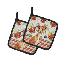 Load image into Gallery viewer, Red Italian Greyhound Vegetables Pair of Pot Holders