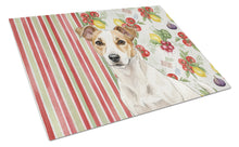 Load image into Gallery viewer, White and Tan Jack Russell Terrier Vegetables Glass Cutting Board