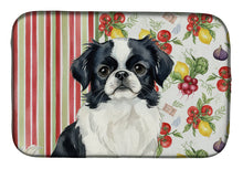 Load image into Gallery viewer, Black and White Japanese Chin Vegetables Dish Drying Mat