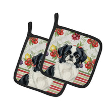 Load image into Gallery viewer, Black and White Japanese Chin Vegetables Pair of Pot Holders