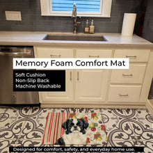 Load image into Gallery viewer, Black and White Japanese Chin Vegetables Memory Foam Kitchen Mat