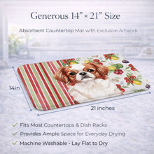 Load image into Gallery viewer, Red and White Japanese Chin Vegetables Dish Drying Mat