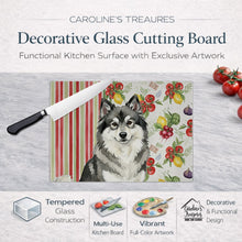 Load image into Gallery viewer, Keeshond Vegetables Glass Cutting Board