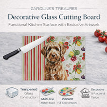 Load image into Gallery viewer, Chocolate Labradoodle Vegetables Glass Cutting Board