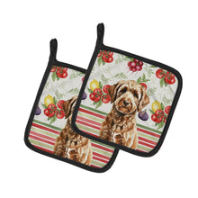 Load image into Gallery viewer, Chocolate Labradoodle Vegetables Pair of Pot Holders