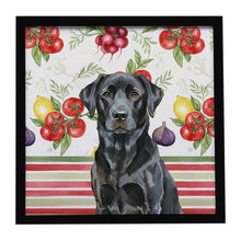 Load image into Gallery viewer, Black Labrador Retriever Vegetables Framed Metal Print