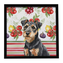 Load image into Gallery viewer, Black and Tan Lakeland Terrier Vegetables Framed Metal Print