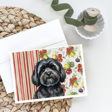 Load image into Gallery viewer, Black Lhasa Apso Vegetables Greeting Cards Pack of 8