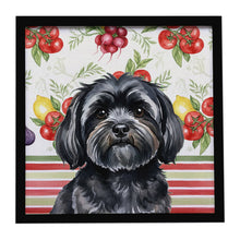 Load image into Gallery viewer, Black Lhasa Apso Vegetables Framed Metal Print