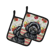 Load image into Gallery viewer, Black Lhasa Apso Vegetables Pair of Pot Holders
