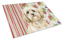 Load image into Gallery viewer, Cream Lhasa Apso Vegetables Glass Cutting Board