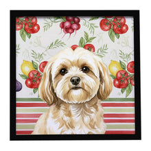 Load image into Gallery viewer, Cream Lhasa Apso Vegetables Framed Metal Print