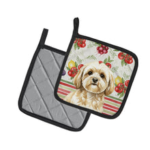 Load image into Gallery viewer, Cream Lhasa Apso Vegetables Pair of Pot Holders