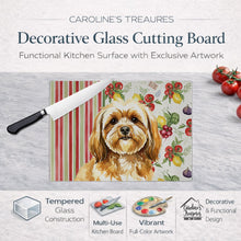 Load image into Gallery viewer, Gold Lhasa Apso Vegetables Glass Cutting Board