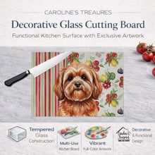 Load image into Gallery viewer, Red Lhasa Apso Vegetables Glass Cutting Board
