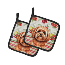 Load image into Gallery viewer, Red Lhasa Apso Vegetables Pair of Pot Holders