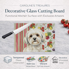 Load image into Gallery viewer, White Lhasa Apso Vegetables Glass Cutting Board