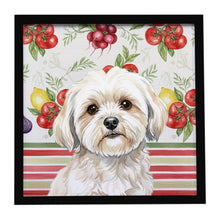 Load image into Gallery viewer, White Lhasa Apso Vegetables Framed Metal Print