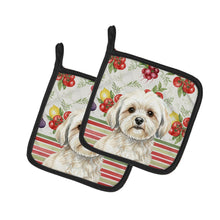 Load image into Gallery viewer, White Lhasa Apso Vegetables Pair of Pot Holders