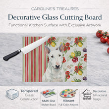 Load image into Gallery viewer, White Miniature Bull Terrier Vegetables Glass Cutting Board