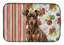 Load image into Gallery viewer, Chocolate and Rust Miniature Pinscher Min Pin Vegetables Dish Drying Mat
