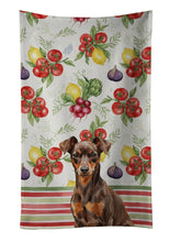 Load image into Gallery viewer, Chocolate and Rust Miniature Pinscher Min Pin Vegetables Kitchen Towel