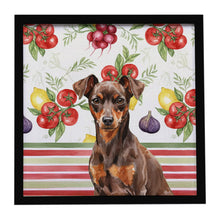 Load image into Gallery viewer, Chocolate and Rust Miniature Pinscher Min Pin Vegetables Framed Metal Print
