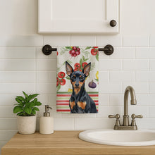 Load image into Gallery viewer, Black and Tan Miniature Pinscher Vegetables Kitchen Towel