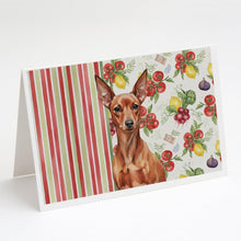 Load image into Gallery viewer, Red Miniature Pinscher Min Pin Vegetables Greeting Cards Pack of 8