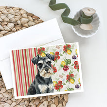 Load image into Gallery viewer, Black &amp; Silver Miniature Schnauzer Vegetables Greeting Cards Pack of 8