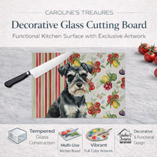 Load image into Gallery viewer, Black &amp; Silver Miniature Schnauzer Vegetables Glass Cutting Board
