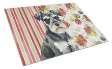 Load image into Gallery viewer, Black &amp; Silver Miniature Schnauzer Vegetables Glass Cutting Board