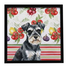 Load image into Gallery viewer, Black &amp; Silver Miniature Schnauzer Vegetables Framed Metal Print