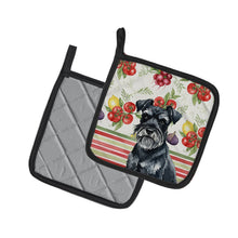 Load image into Gallery viewer, Black Miniature Schnauzer Vegetables Pair of Pot Holders