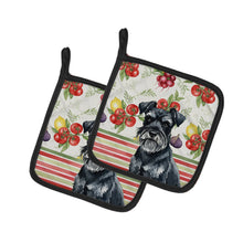 Load image into Gallery viewer, Black Miniature Schnauzer Vegetables Pair of Pot Holders