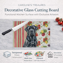 Load image into Gallery viewer, Black Neapolitan Mastiff Vegetables Glass Cutting Board