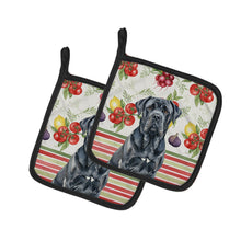Load image into Gallery viewer, Black Neapolitan Mastiff Vegetables Pair of Pot Holders