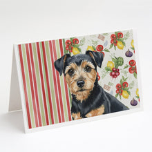 Load image into Gallery viewer, Black and Tan Norfolk Terrier Vegetables Greeting Cards Pack of 8