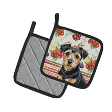 Load image into Gallery viewer, Black and Tan Norfolk Terrier Vegetables Pair of Pot Holders