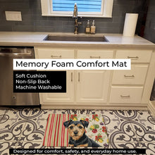 Load image into Gallery viewer, Black and Tan Norfolk Terrier Vegetables Memory Foam Kitchen Mat