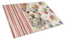 Load image into Gallery viewer, Grizzle and Tan Norfolk Terrier Vegetables Glass Cutting Board