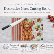 Load image into Gallery viewer, Copper Nova Scotia Duck Tolling Retriever Vegetables Glass Cutting Board
