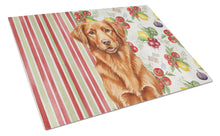 Load image into Gallery viewer, Copper Nova Scotia Duck Tolling Retriever Vegetables Glass Cutting Board