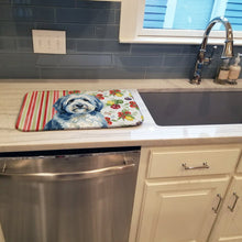 Load image into Gallery viewer, Blue and White Old English Sheepdog Vegetables Dish Drying Mat